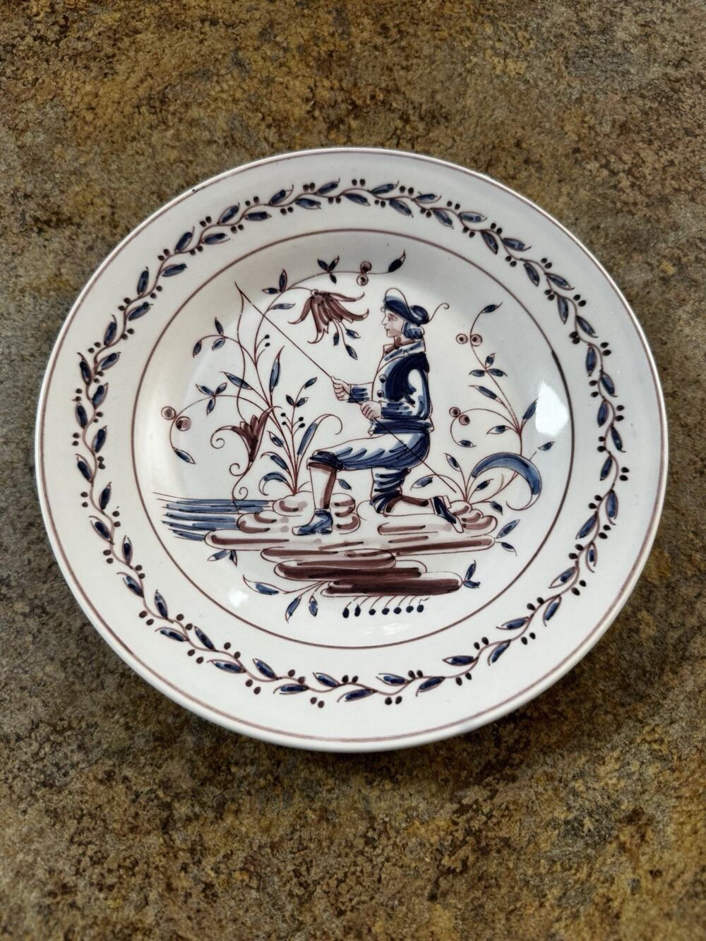 Outeiro Agueda Portugal Hand Painted Dessert Plate. Measures 7.5” Across.